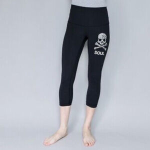 Lululemon Soulcycle black wunder under Leggings pants skull soul logo 4 21”